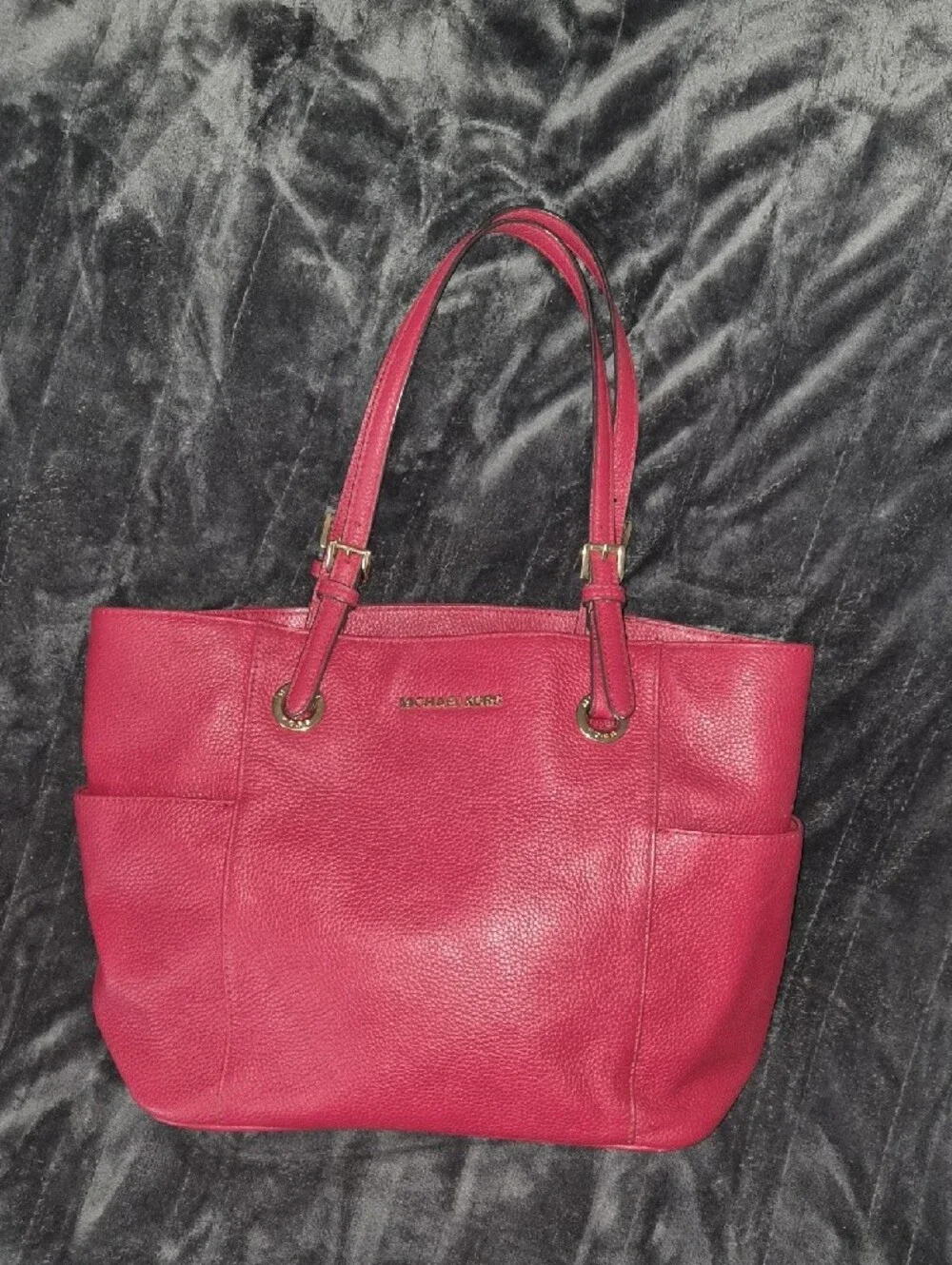 Michael Kors Pebbled Leather Tote Bag in Berry